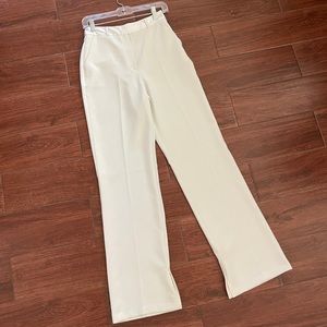 ASOS white high-waisted pants w/ slit at bottom